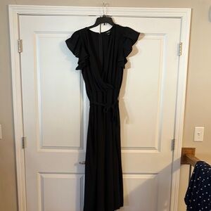 Elegant Black Ruffle Sleeve Romper